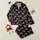 Women's Bold Black White Red 'I Heart My Husband' Typographic Repeat Pattern Satin Pajamas Set - 1