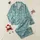 Women's Muted Teal White Delicate Intricate Lace Floral Scrollwork Seamless Pattern Satin Pajamas Set - 1