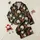 Women's Refined Autumn Botanical Tapestry Black Terracotta Russet Oak Maple Leaves & Cream Chrysanthemums Satin Pajamas Set - 1