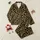 Women's Luxurious Black Golden-Tan Stylized Leopard Rosette Pattern Satin Pajamas Set - 1