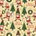 Women's Retro Hand-Drawn Cream-Yellow Vintage Santa, Tree, Presents & Holly Pattern Satin Pajamas Set - 2