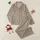 Women's Warm Light Brown & Creamy Beige Cartoon Teddy Bear All-Over Pattern on Muted Taupe-Brown Satin Pajamas Set - 1