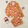Women's Whimsical Santa & Reindeer Festive Pattern with Fuchsia Pink & Peachy Pink on Vibrant Orange Satin Pajamas Set - 1