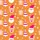 Women's Whimsical Santa & Reindeer Festive Pattern with Fuchsia Pink & Peachy Pink on Vibrant Orange Satin Pajamas Set - 2