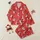 Christmas Lovers' Vibrant Red Cartoon Penguin Holiday Candy Cane Holly Pattern Satin Pajamas Set - 1