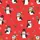 Christmas Lovers' Vibrant Red Cartoon Penguin Holiday Candy Cane Holly Pattern Satin Pajamas Set - 2