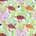 Women's Vibrant Watercolor Sea Turtle Reef with Pink Peach Bodies & Lime Green Seaweed Satin Pajamas Set - 2