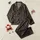 Women's Flat Illustrative Seamless Muted Charcoal Black Leopard Spots Pattern Satin Pajamas Set - 1