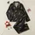 Women's Abstract Black Charcoal Linear Sepia Organic Pattern with Gold Accents Satin Pajamas Set - 1