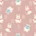 Women's Muted Baby Pink Fluffy Rabbit Teddy Bear Quilted Ribbed Cozy Seamless Pattern Satin Pajamas Set - 2