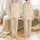 Women's Creamy Beige & Warm Brown Hand-Drawn Gingerbread Men, Minimalist Christmas Trees, Stars Pattern Satin Pajamas Set - 1