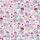 Women's Whimsical Pink Poodle, Dalmatian Dog & Chic Cat Bicycle Garden Print with Sky Blue & Fuchsia Satin Pajamas Set - 2