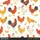 Women's Whimsical Farm Rooster Hen Chick Flat Art Rust Yellow Green White Pattern Satin Pajamas Set - 2