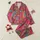 Women's Scarlet Red Chinese Phoenix Peony Floral Repeat Pattern Fuchsia, Emerald, Electric Blue Satin Pajamas Set - 1