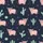 Kids' Whimsical Illustrative Pastel Pink Highland Cow Mint Cactus Navy Pattern Satin Pajamas Set - 2