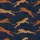 Fashion-Forward Individuals' Elegant Dynamic Cheetahs Deep Midnight Blue Golden Ochre Burnt Orange Flat Illustrative Pattern Satin Pajamas Set - 2