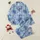 Women's Dusty Blue Hand-Drawn Sapphire Sky Sea Turtle & Sandy Beige Coral Design Satin Pajamas Set - 1