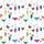 Women's Whimsical Cocktail Glass & Butterfly Multi-Color Flat Art Design Satin Pajamas Set - 2