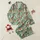 Women's Vintage Botanical Red-Orange Pomegranates Golden Fruit Green Foliage Blue Butterflies Pale Robin's Egg Blue Print Satin Pajamas Set - 1
