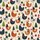 Women's Whimsical Christmas Chicken Hand-Drawn Festive Pattern with Santa Hats, Antlers, Lights in Creamy Beige, Red, Green Satin Pajamas Set - 2