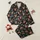 Whimsical Style Lovers' Cartoon Highland Cow Mint Cactus Pink Bloom Deep Black Design Satin Pajamas Set - 1