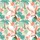 Women's Blush Pink Tropical Jungle Folk Art Pattern: Storks, Toucans, Palms & Monstera Satin Pajamas Set - 2