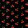 Casual Style Enthusiasts' Black Vibrant Red Cherry Cluster Bright Green Stem Flat Graphic All-Over Pattern Satin Pajamas Set - 2