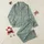 Women's Muted Sage Green Vintage Tropical Safari Leopard Giraffe Monkey Design Satin Pajamas Set - 1