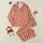 Vibrant Style Lovers' Alternating Red-Orange Peach Vertical Striped Whimsical Cheetahs Satin Pajamas Set - 1