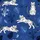 Women's Deep Royal Blue Whimsical White Tiger Black Stripe Jungle Motif Pattern Satin Pajamas Set - 2