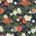 Women's Intricate Tropical Floral Tapestry with Coral Orange & Off-White Blooms on Deep Navy Satin Pajamas Set - 2