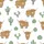 Women's Whimsical Hand-Drawn Highland Cow & Sage Green Desert Cactus Pattern with Yellow Stars Satin Pajamas Set - 2