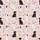 Women's Pastel Pink Whimsical Dog Black White Speckled Puppy All-Over Print with Colorful Bow Accents Satin Pajamas Set - 2