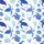 Women's Whimsical Illustrative Indigo Cobalt Blue Sea Turtle Marine Life Seamless Pattern Seashells Satin Pajamas Set - 2