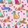 Women's Whimsical Pastel Pink Patchwork Leopard Polka Dot Stripe Floral & Sunglasses Pattern with Bright Circles Satin Pajamas Set - 2