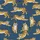 Women's Vibrant Cerulean Blue Hand-Drawn Golden Beige Illustrative Tiger Jungle Pattern Satin Pajamas Set - 2