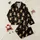 Kids' Deep Black Playful Cartoon Teddy Bears with Golden Orange Hearts Seamless Pattern Satin Pajamas Set - 1
