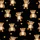 Kids' Deep Black Playful Cartoon Teddy Bears with Golden Orange Hearts Seamless Pattern Satin Pajamas Set - 2