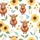 Women's Watercolor Highland Cow Wildflower Pattern with Golden Yellow Sunflowers & Teal Foliage Satin Pajamas Set - 2