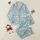 Women's Whimsical Sky Blue Western Desert Cowboy Cowgirl Cactus Repeat Pattern with Soft Pink & Orange Satin Pajamas Set - 1