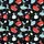 Women's Elegant Whimsical Storybook Pattern with Dancing Couples Ice Skaters & Figures in Sky Blue Pink Red White on Black Satin Pajamas Set - 2