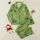 Animal Lovers' Whimsical Yellow-Gold Tiger Emerald Leaf Kelly Green Polka Dot Pattern Satin Pajamas Set - 1