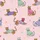 Women's Whimsical Leopard Pattern: Brightly Colored Sweaters, Stars, Hearts on Pastel Pink Satin Pajamas Set - 2