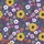 Women's Royal Purple Botanical Tapestry with Bold Yellow Chrysanthemums and Illustrative Floral Outline Art Satin Pajamas Set - 2