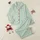 Women's Very Pale Mint Green Subtle Sage Hand-Drawn Heart & Leaf Pattern Satin Pajamas Set - 1