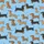 Women's All-Over Playful Dachshund Dog Cartoon Vector Sky Blue Tan Pattern Satin Pajamas Set - 2