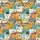 Cat Lovers' Whimsical Multi-Color Cartoon Feline Faces Pattern with Hats and Glasses Satin Pajamas Set - 2