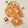 Women's Vibrant Orange Coffee Cup Donut Autumn Leaf Playful Illustrative Pattern Satin Pajamas Set - 1