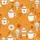 Women's Vibrant Orange Coffee Cup Donut Autumn Leaf Playful Illustrative Pattern Satin Pajamas Set - 2