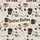 Women's Muted Beige All-Over Coffee & Dessert Pattern with Dark Chocolate Mugs, White Frosted Donuts Satin Pajamas Set - 2